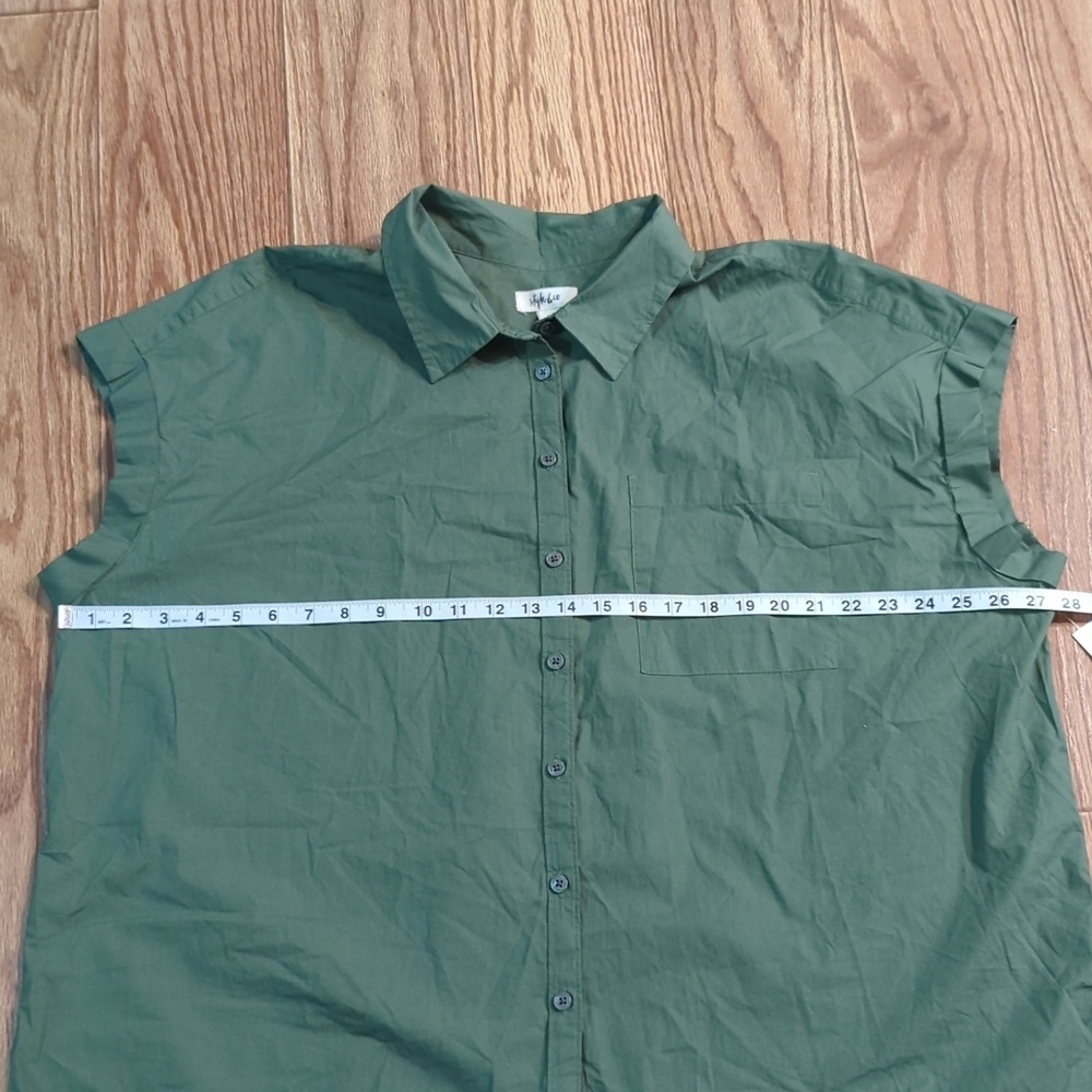 Green button up blouse size 3x plus size cap sleeve Style & Co NEW with tags - Picture 2 of 6